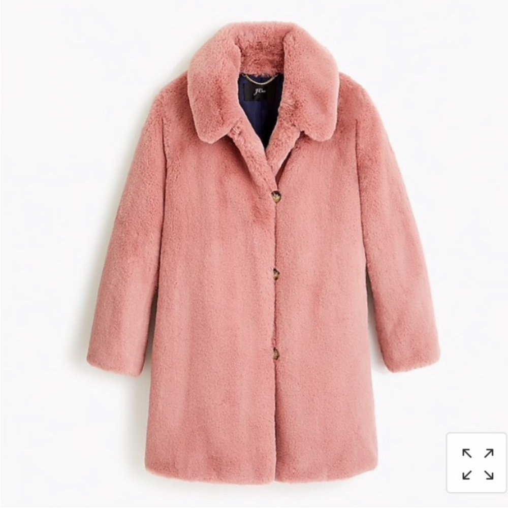 J. Crew pink faux fur coat